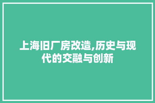 上海旧厂房改造,历史与现代的交融与创新