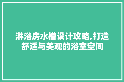 淋浴房水槽设计攻略,打造舒适与美观的浴室空间