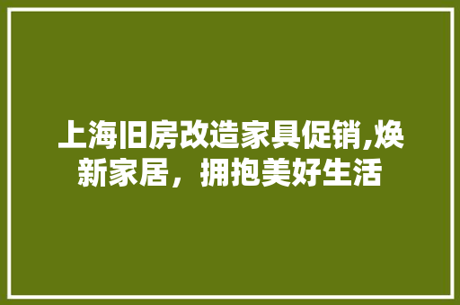 上海旧房改造家具促销,焕新家居，拥抱美好生活