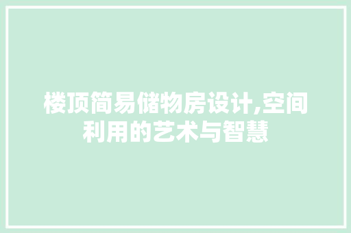 楼顶简易储物房设计,空间利用的艺术与智慧