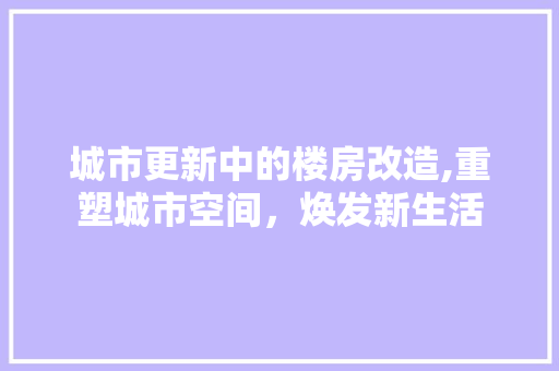 城市更新中的楼房改造,重塑城市空间，焕发新生活