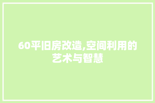 60平旧房改造,空间利用的艺术与智慧