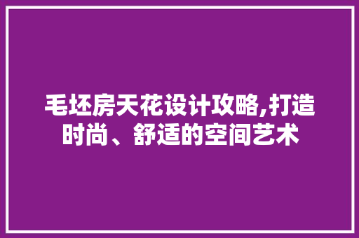 毛坯房天花设计攻略,打造时尚、舒适的空间艺术