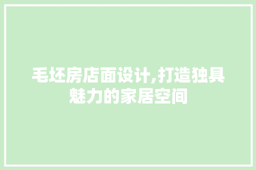 毛坯房店面设计,打造独具魅力的家居空间