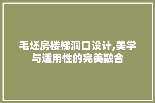 毛坯房楼梯洞口设计,美学与适用性的完美融合