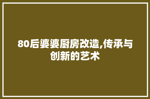 80后婆婆厨房改造,传承与创新的艺术