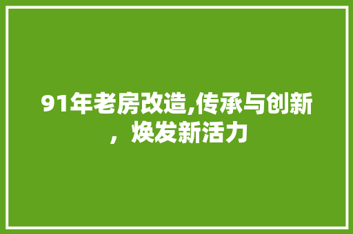 91年老房改造,传承与创新，焕发新活力