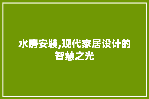水房安装,现代家居设计的智慧之光