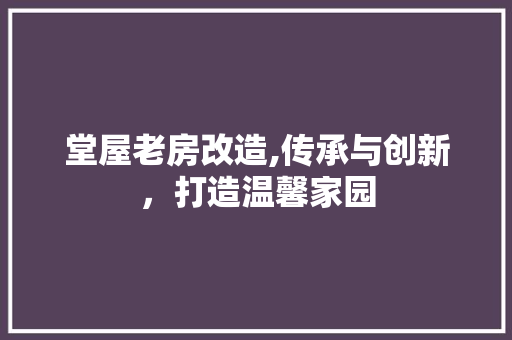 堂屋老房改造,传承与创新，打造温馨家园