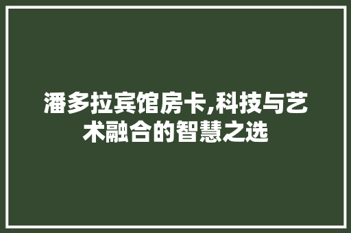 潘多拉宾馆房卡,科技与艺术融合的智慧之选