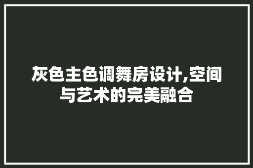 灰色主色调舞房设计,空间与艺术的完美融合