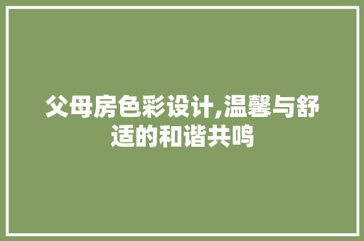 父母房色彩设计,温馨与舒适的和谐共鸣