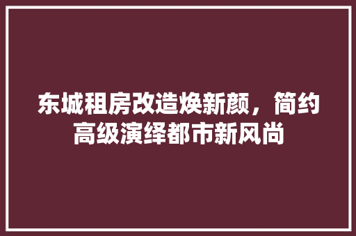 东城租房改造焕新颜，简约高级演绎都市新风尚