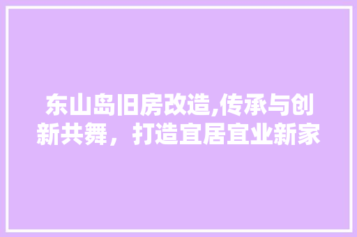 东山岛旧房改造,传承与创新共舞，打造宜居宜业新家园