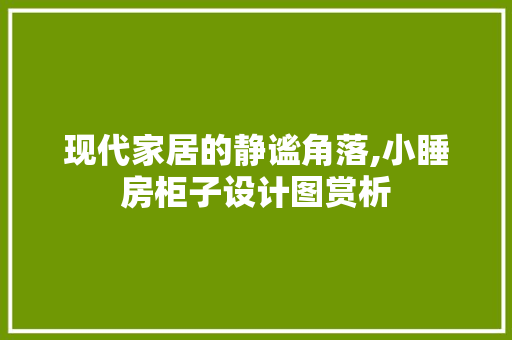 现代家居的静谧角落,小睡房柜子设计图赏析
