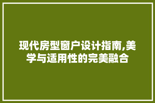 现代房型窗户设计指南,美学与适用性的完美融合