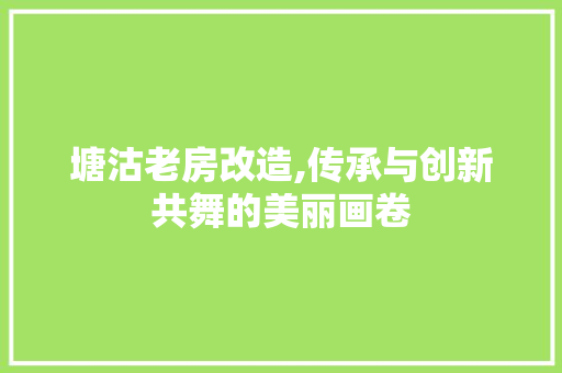 塘沽老房改造,传承与创新共舞的美丽画卷