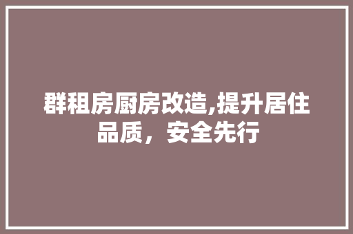 群租房厨房改造,提升居住品质，安全先行