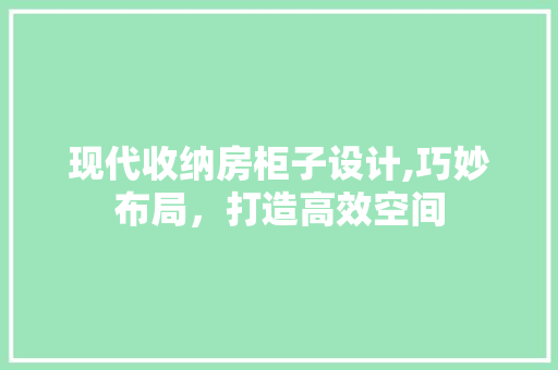 现代收纳房柜子设计,巧妙布局，打造高效空间