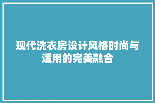 现代洗衣房设计风格时尚与适用的完美融合