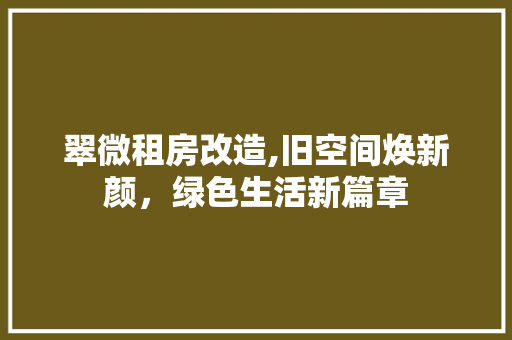 翠微租房改造,旧空间焕新颜，绿色生活新篇章