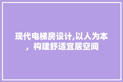 现代电梯房设计,以人为本，构建舒适宜居空间