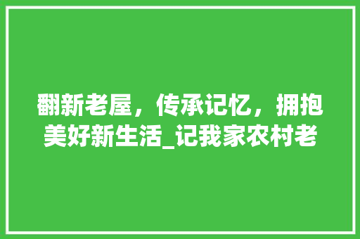 翻新老屋，传承记忆，拥抱美好新生活_记我家农村老房改造之旅