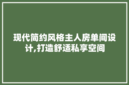 现代简约风格主人房单间设计,打造舒适私享空间