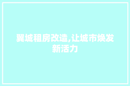 翼城租房改造,让城市焕发新活力