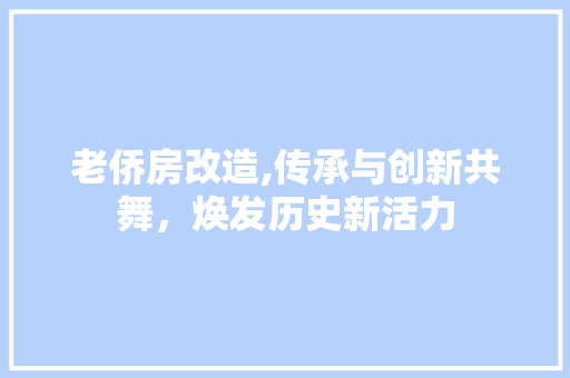 老侨房改造,传承与创新共舞，焕发历史新活力