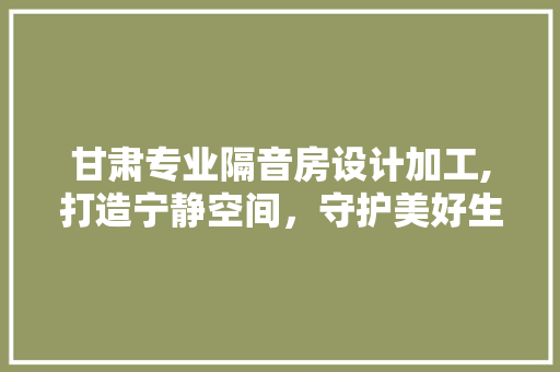 甘肃专业隔音房设计加工,打造宁静空间，守护美好生活
