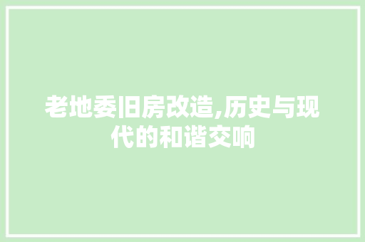 老地委旧房改造,历史与现代的和谐交响