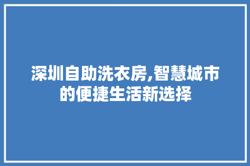 深圳自助洗衣房,智慧城市的便捷生活新选择