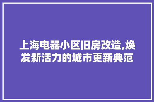 上海电器小区旧房改造,焕发新活力的城市更新典范