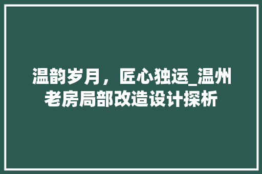 温韵岁月，匠心独运_温州老房局部改造设计探析