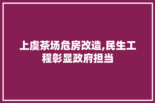 上虞茶场危房改造,民生工程彰显政府担当