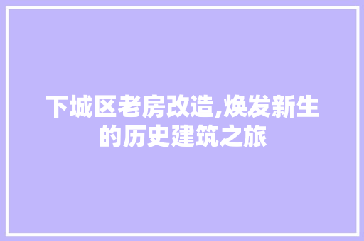 下城区老房改造,焕发新生的历史建筑之旅