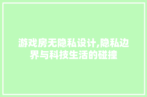 游戏房无隐私设计,隐私边界与科技生活的碰撞