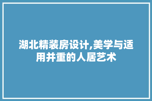 湖北精装房设计,美学与适用并重的人居艺术