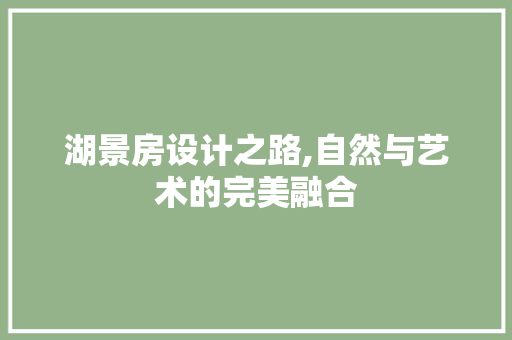 湖景房设计之路,自然与艺术的完美融合