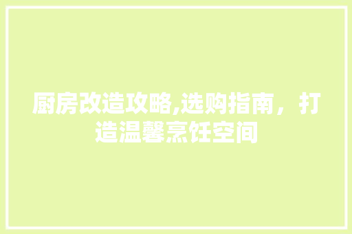 厨房改造攻略,选购指南，打造温馨烹饪空间