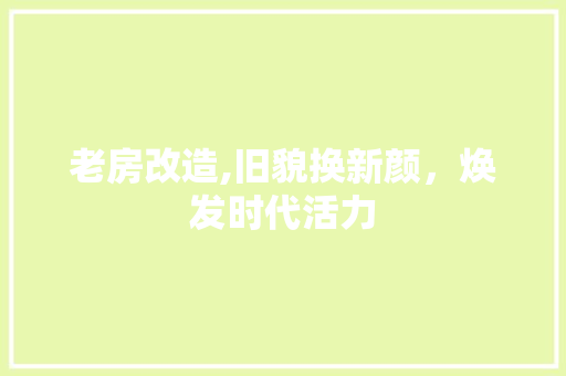 老房改造,旧貌换新颜，焕发时代活力