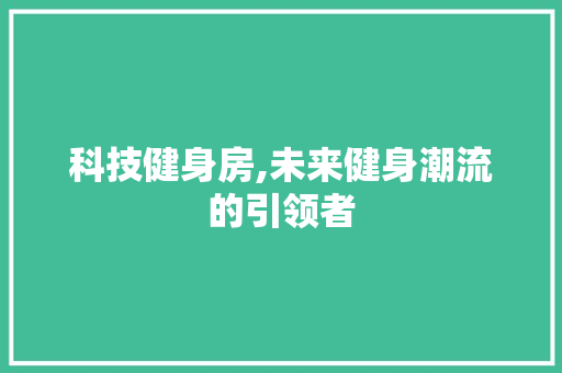 科技健身房,未来健身潮流的引领者