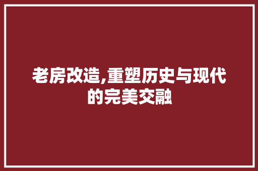 老房改造,重塑历史与现代的完美交融