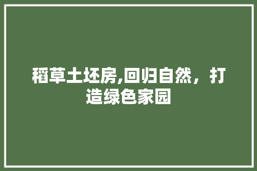 稻草土坯房,回归自然，打造绿色家园