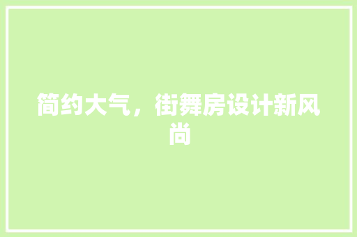 简约大气，街舞房设计新风尚