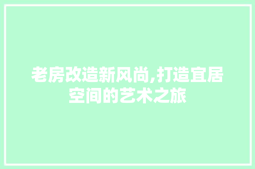 老房改造新风尚,打造宜居空间的艺术之旅