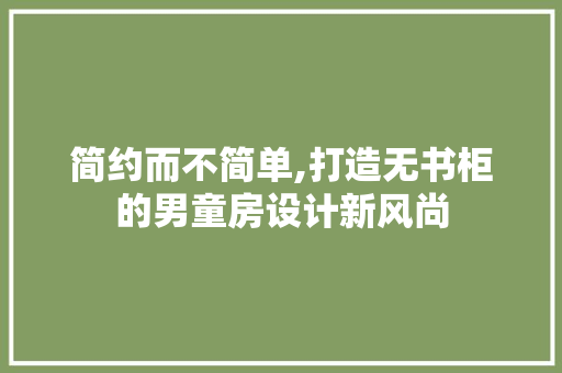 简约而不简单,打造无书柜的男童房设计新风尚
