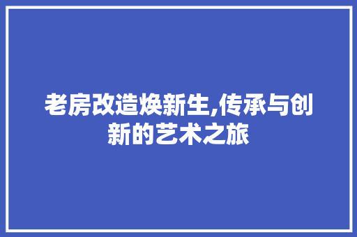老房改造焕新生,传承与创新的艺术之旅