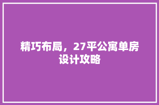 精巧布局，27平公寓单房设计攻略